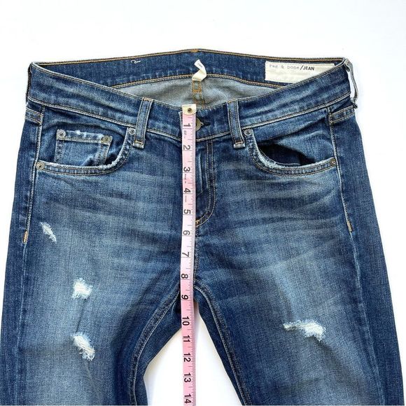 Rag & Bone Dre Skinny Distressed Dark Wash Jeans Colvin Size 26 - Picture 13 of 15